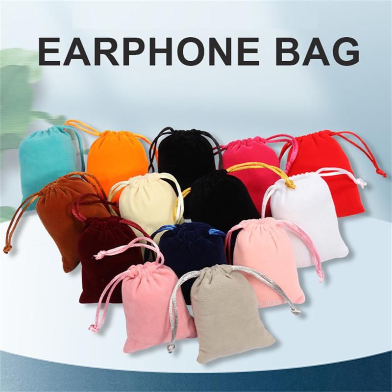 Earphone Bag Flannelette Case Cloth Pocket Comfortable Pouch Gray Red for Lenovo LP40 pro X16 Y50