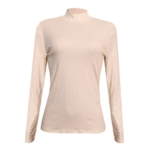 High Neck Long Sleeve Top - Cream