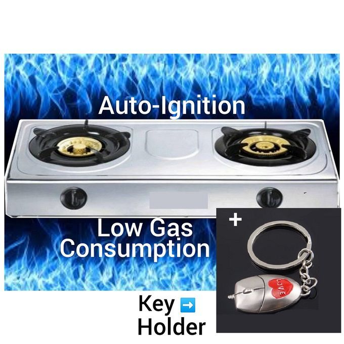 2 Burners Low Gas Consumption- Auto Ignition Table Top Gas Cooker+ Key Holder