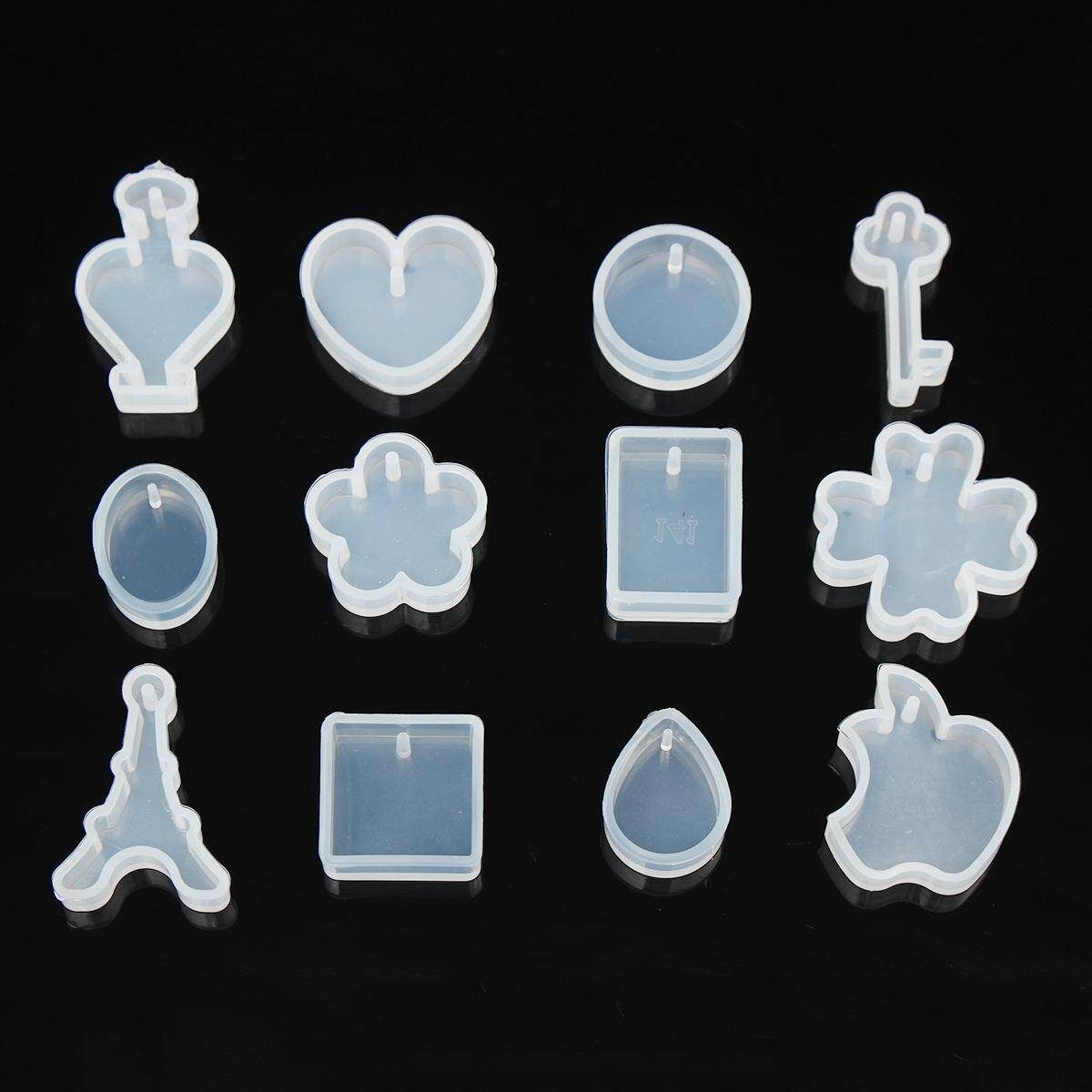 12 Patterns Silicone Mold Cake Decor Sugar Gumpaste DIY Resin Pendant Jewelry Making Craft Tool