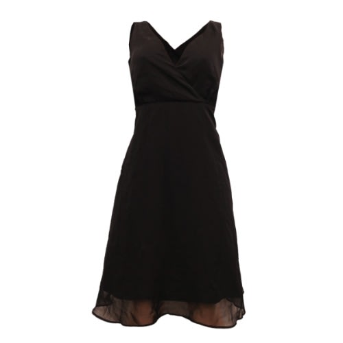 Overlap Sleeveless Skater Dress - Black