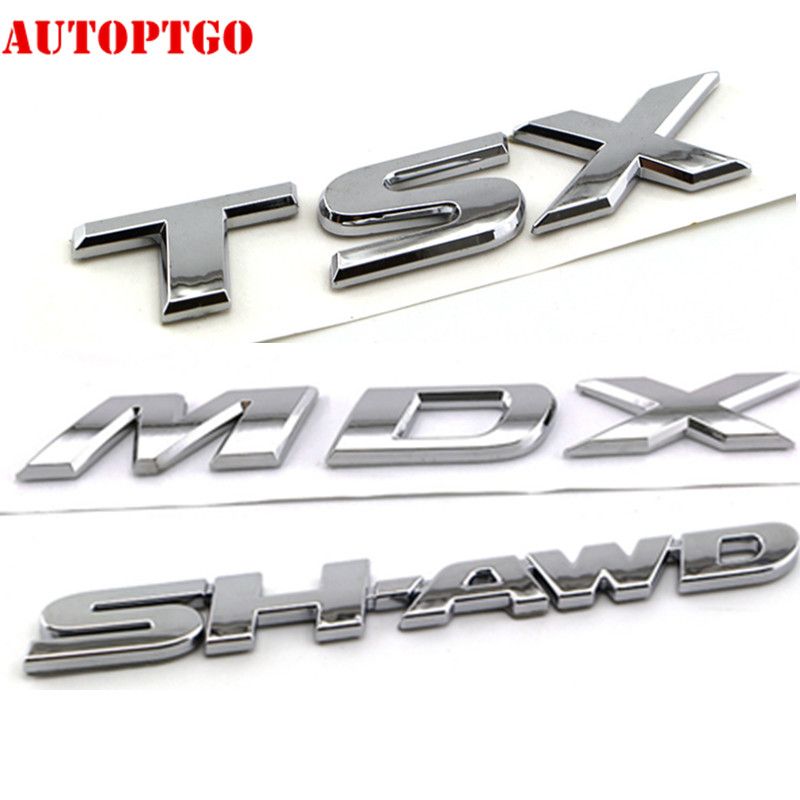 Silver Car Rear Trunk 3d Letter Mdx Tsx Sh-Awd Emblem Badge