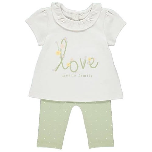 Love Means Family Slogan Print T-shirt And Leggings Outfit