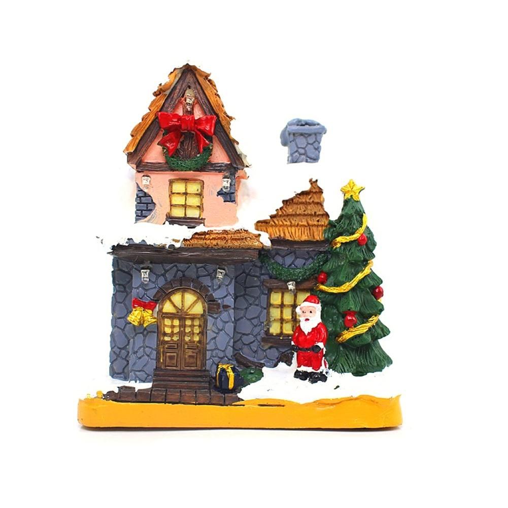 Light Up Christmas Houses Village Home Desktop Decor Statue