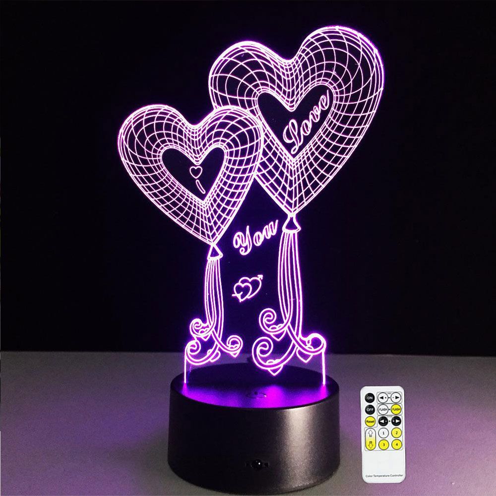 3D 7 Color Night Light Touch Table Lamp Valentine's Day Gift