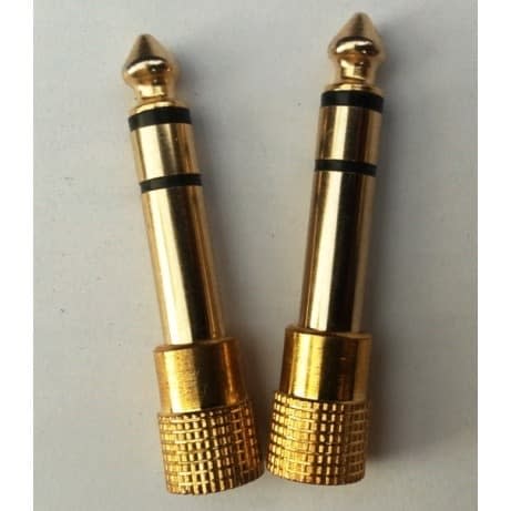 50pcs-6.35mm 3 Pole Stereo Male Plug To Dual 3.5mm Female Jack Audio Y Splitter Mic Adapter