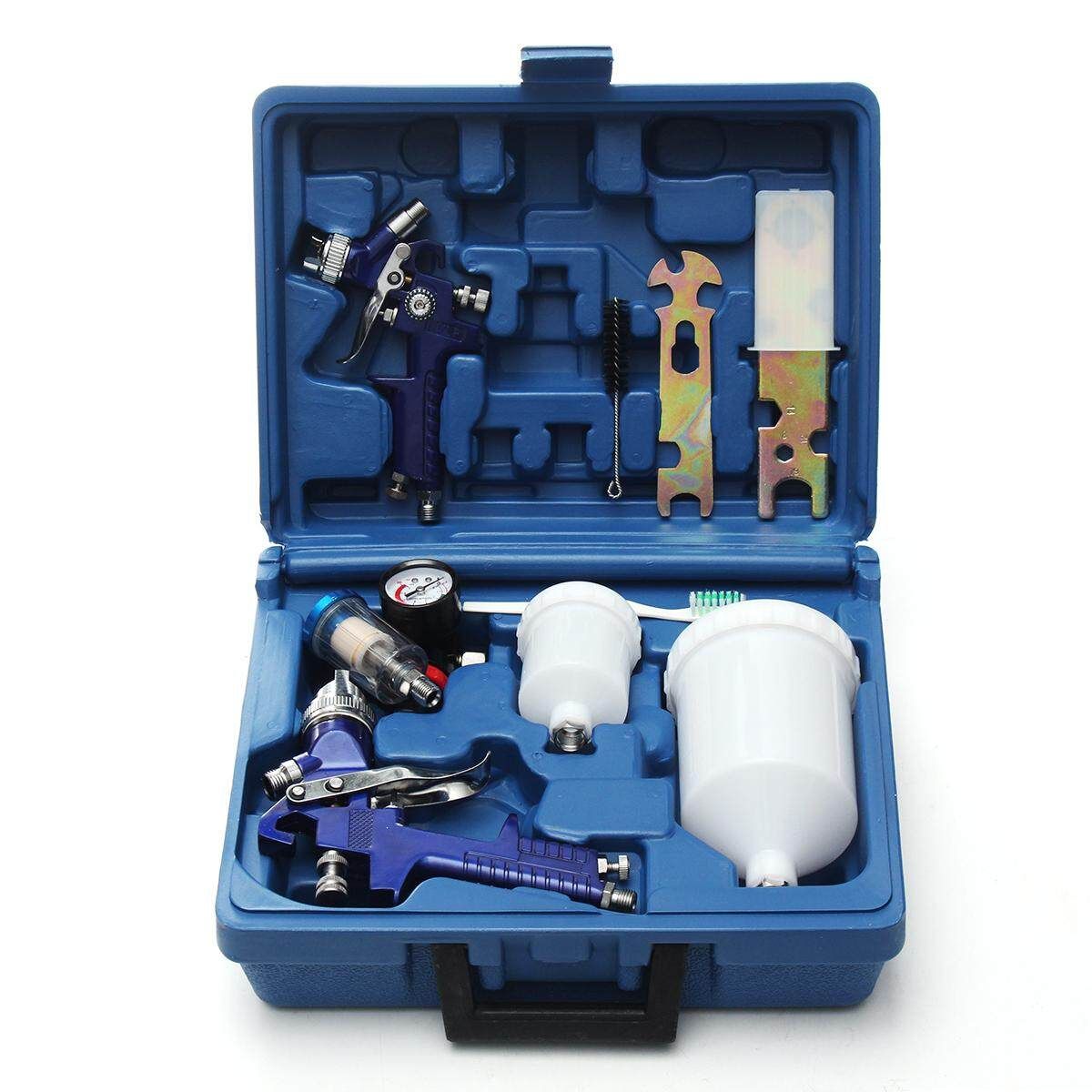 HVLP 0.8mm+1.4mm 2-Spray Set Nozzle Paint Primer Kit Air Gravity Feed