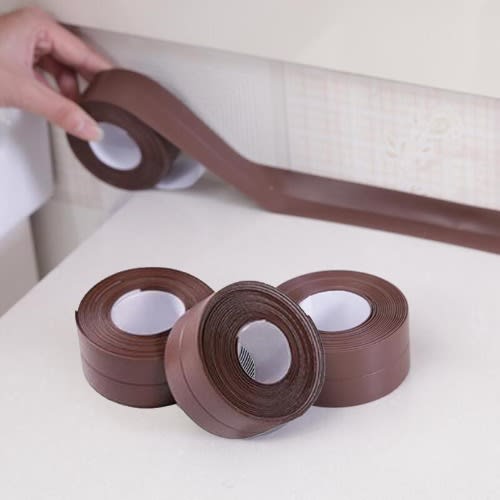 Waterproof Self-adhesive Bathroom Pvc Wall Repair Sticker - Brown - 1 Roll