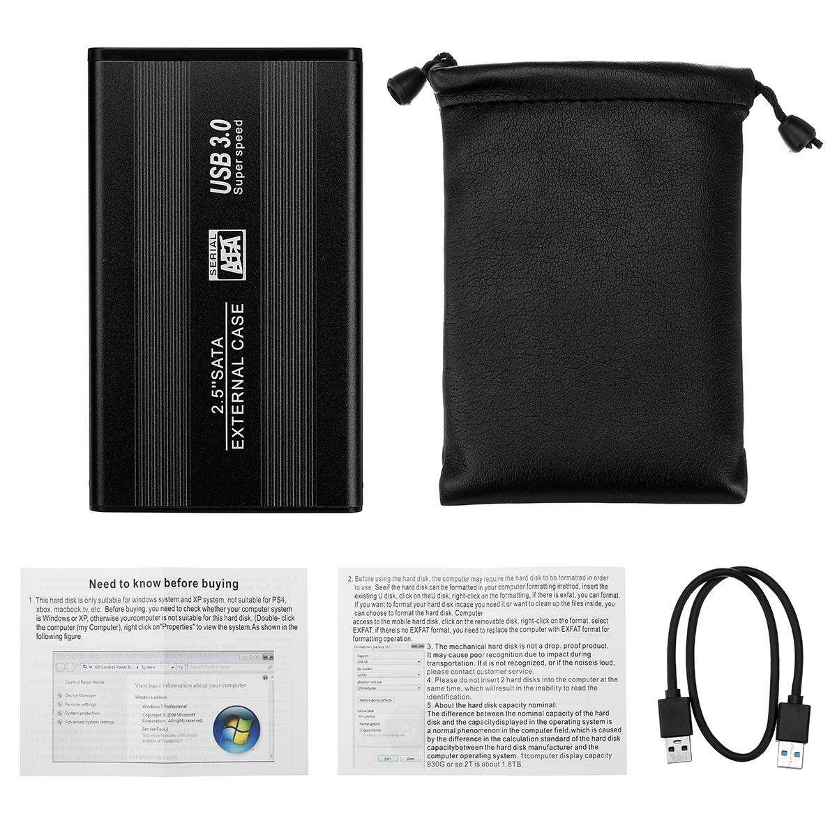 2TB USB 3.0 Portable External Hard Drive Ultra Slim SATA Storage Devices 2 Deep Black