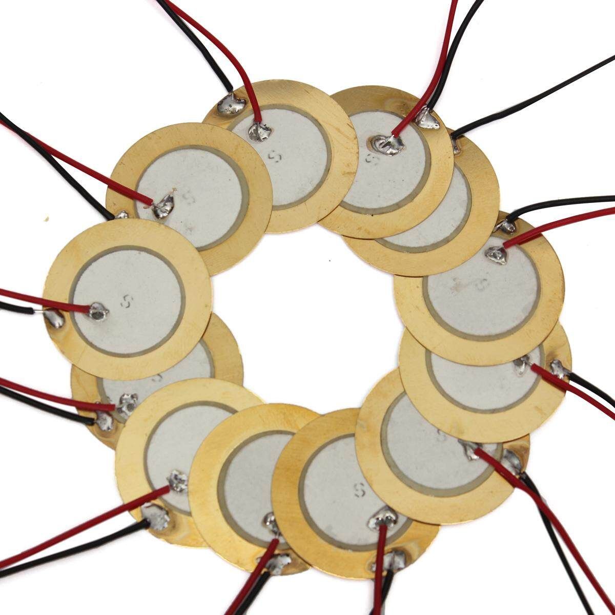 50PCS J35 12PC Piezoelectric Piezos Amplifiers Discs Leads For Cigar Box Guitar Pickups Gold