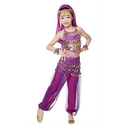 Belly Dance Indian Girl's Costume - Purple