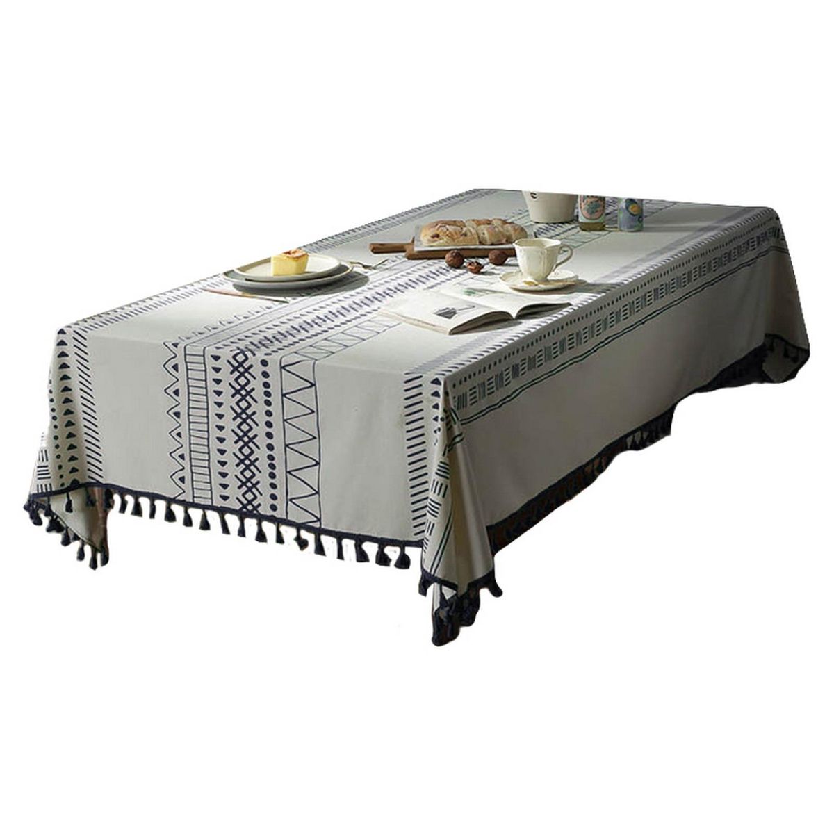 Canvas Tablecloth Waterproof Dining Table Cloth Navy Blue