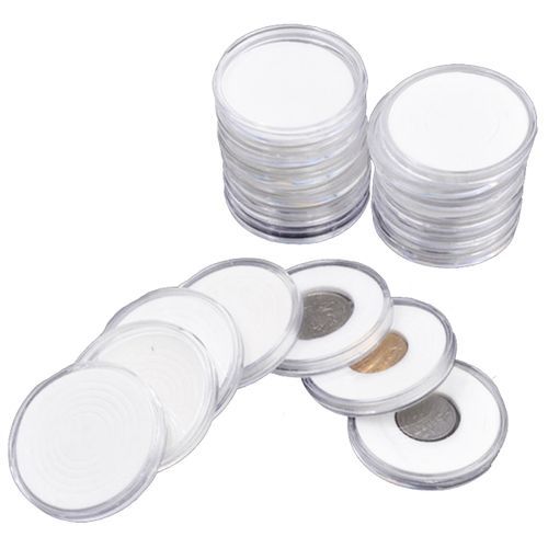 60 Pcs 46mm Coin Cases Capsules Holder Plastic Storage
