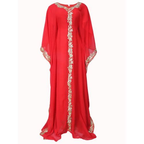 Full Woven Caftan Dress - Red
