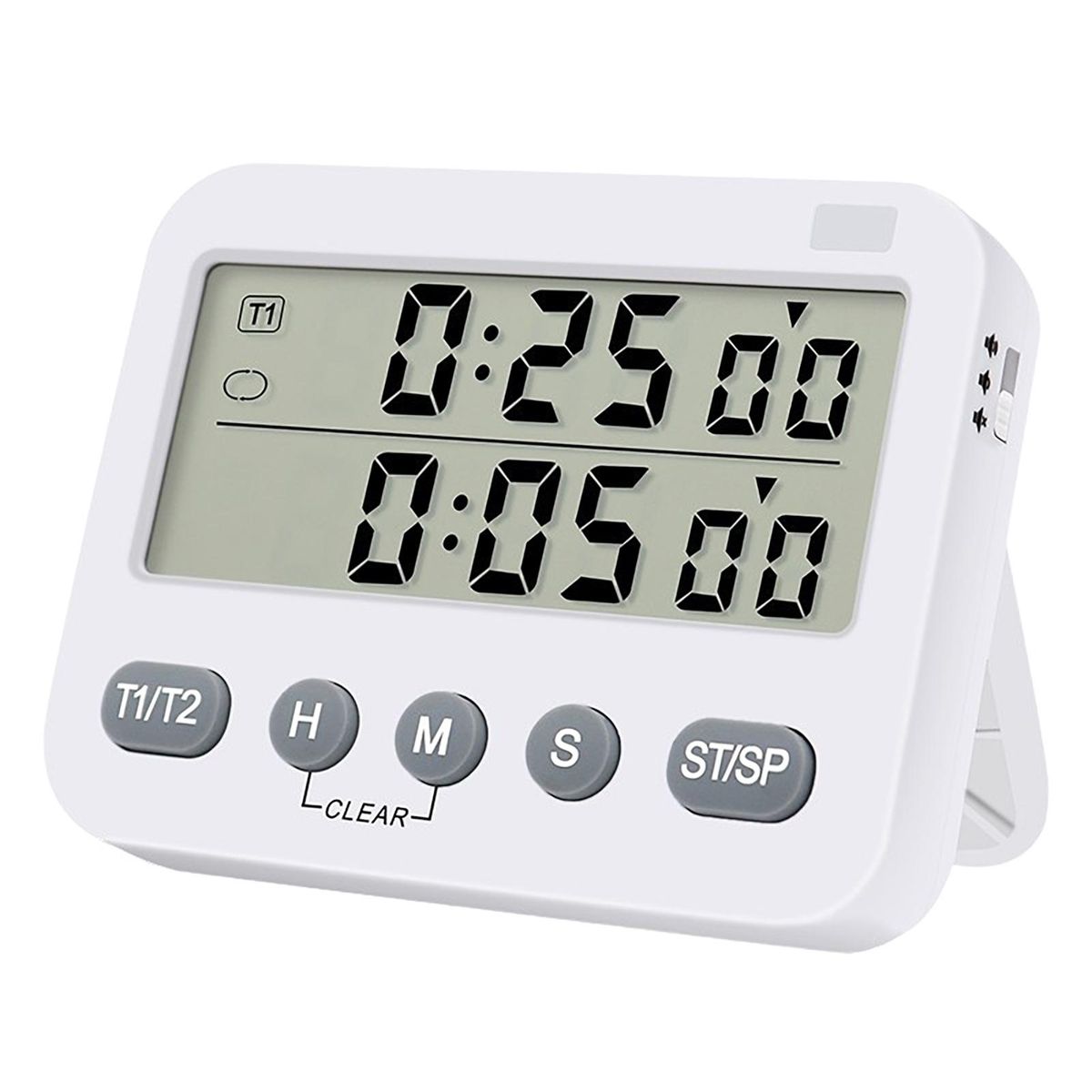 Baking Timer Digital Kitchen Timer Battery Powered Dual for Efficient White