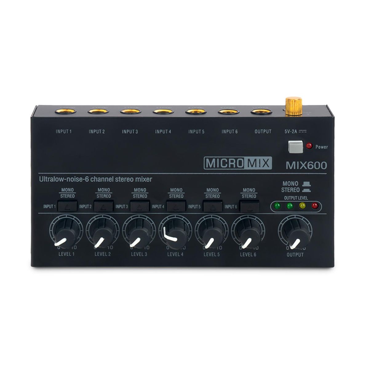 Mini Audio Mixer Stereo Line Mixer for Sub-Mixing Ultra Low-Noise 6-Channel for Guitars Bass Keyboards or Stage Mixer Extension