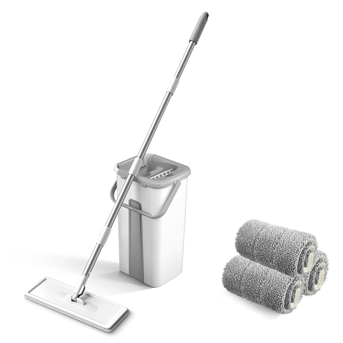 Microfiber Mop With Bucket Floor Cleaning Squeeze Hand Free