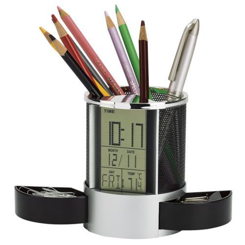 Pen Pencil Holder Organixer With LCD Digital Clock, Timer, Temeperature, Calender