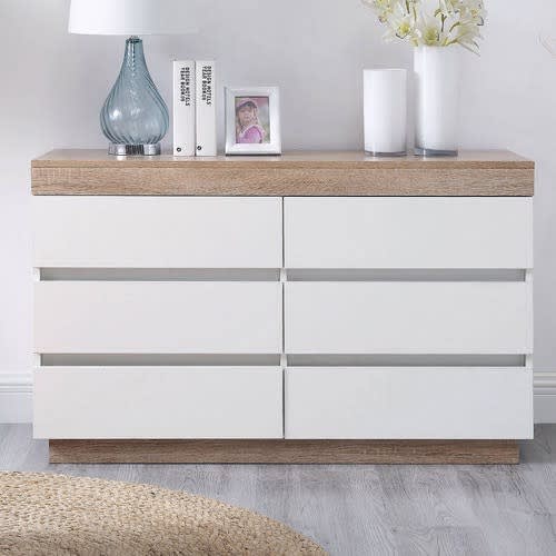 J Best Virgo 6 Chest Drawer - White & Brown