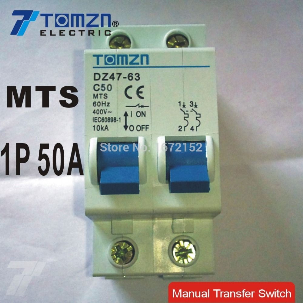 Breaker 50HZ Manual MCB 50A MTS Switch 1P Transfer Circuit
