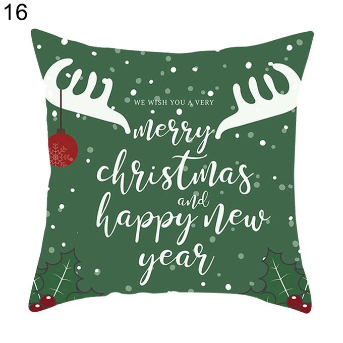Pillow Case Merry Christmas Print Washable Polyester Santa-