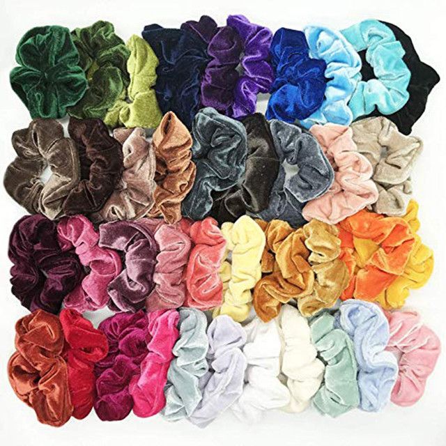 40 Pcs Velvet Hair Scrunchie Elastic Hair Bands Solid Color