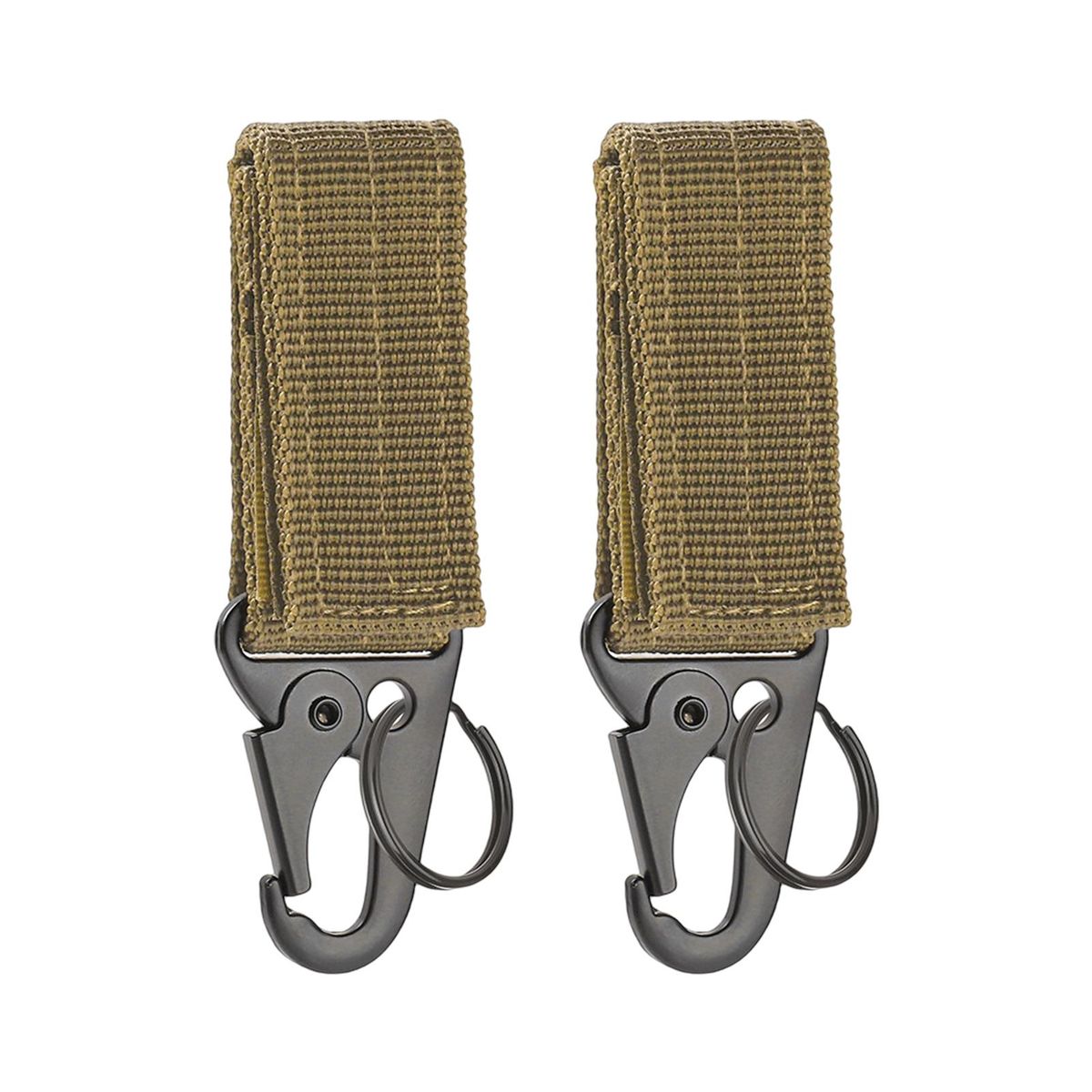 2Pcs Belt Buckles Mountaineering Buckle Hanging Ring Bag Hooks Khaki