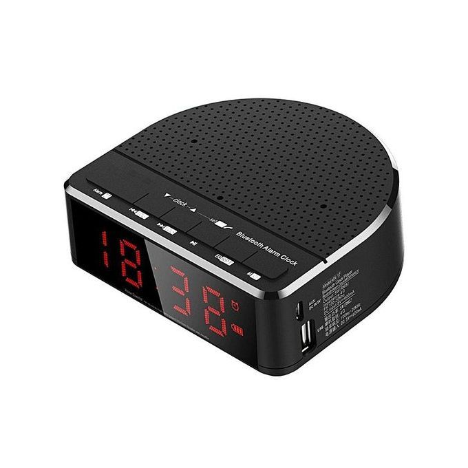 Digital Alarm Clock Radio With Bluetooth Speaker,Red Digit Display With 2 Dimmer,FM Radio, USB Port Bedside Led Alarm Clock. HT-S