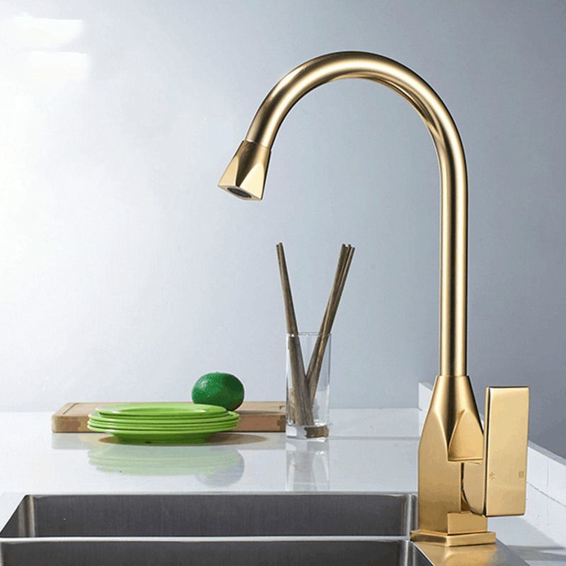 Space Aluminum Household Kitchen  And Cold Square Bathroom Sink Faucet Single Handle Basin Faucet Wash Basin Kitchen Faucet