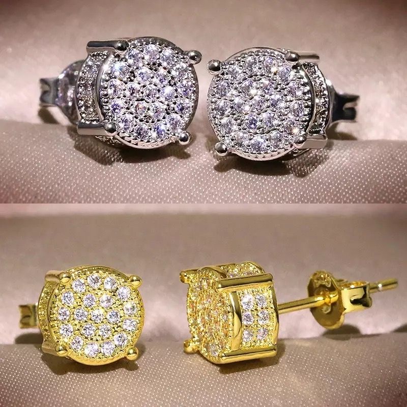 2 PAIRS UNISEX ICE STUD EARRINGS