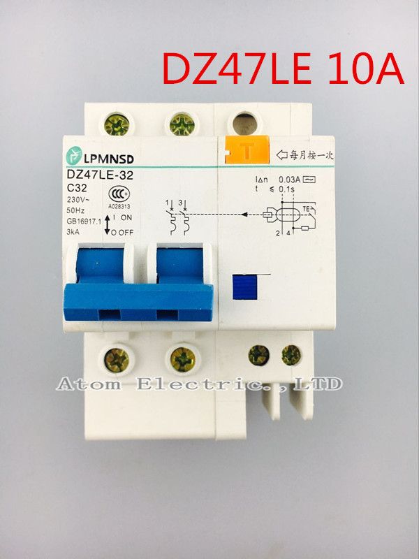 2P DZ47L 10A Electric Shock Protection Switch   Leakage