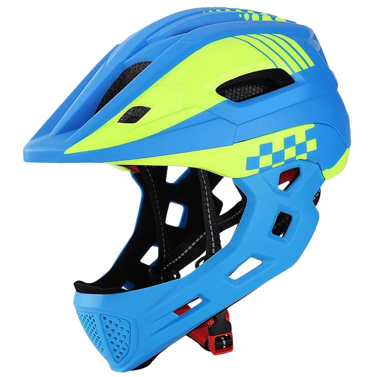 Kid Bike Full Face Helmet Children Safety Riding Skateboard Rollerblading Helmet Sports Head Guard with Taillight and Detachable Chin
