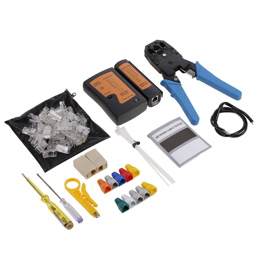 12 Pcs LAN Tester Crimping Plier Set Cable Tester LAN