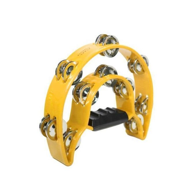 UJ Children Double Half Moon Tambourine Orff World Durable Percussion Tamborine-yellow