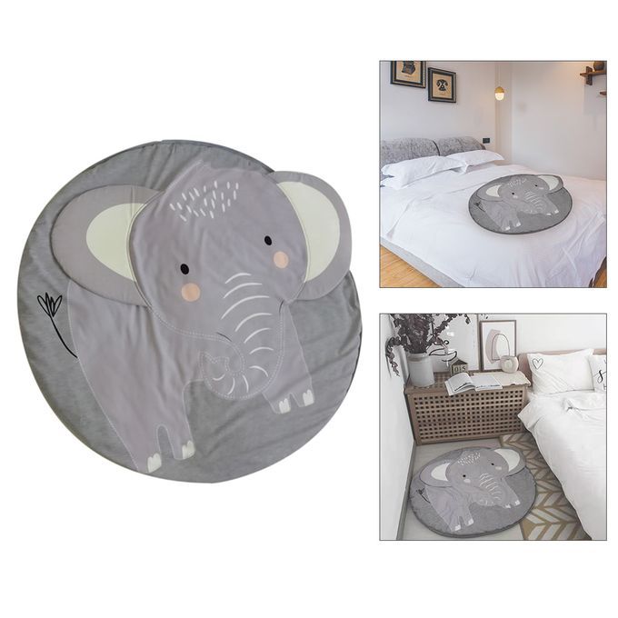 Kids Nursery Rug Elephant Shaped Play Mat Round Carpet