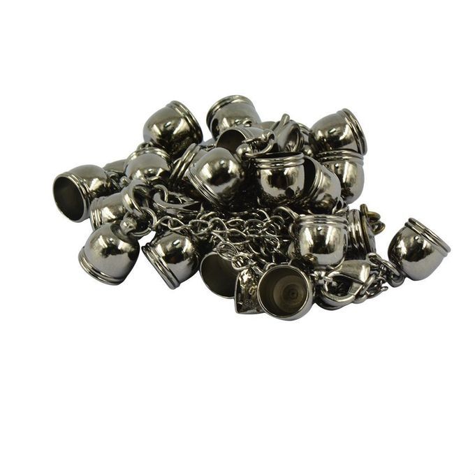 10PCS Vintage Brass Bell End Caps Bead Jewelry Making Jet Black