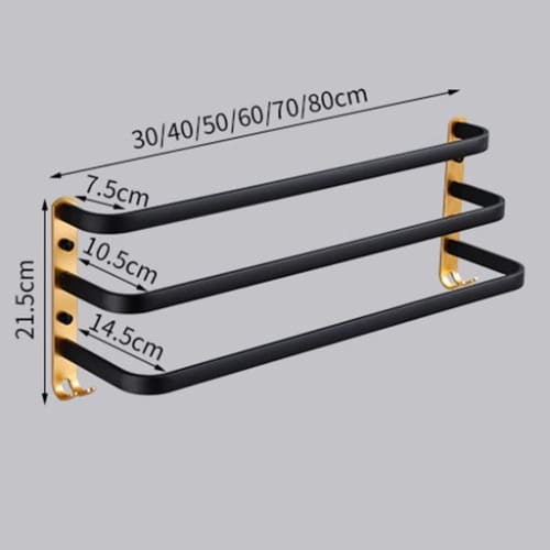 Wall Mounted Towel Rack With 2 Hooks