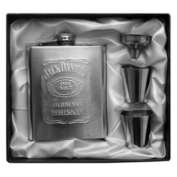 Stainless Steel Branded Liquor Flask Set