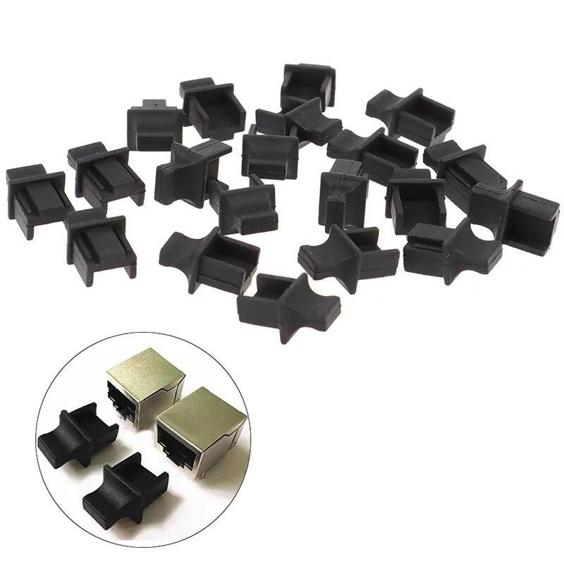 20pcs RJ45 protective soft rubber cover network connector end cover router connection end dust plug