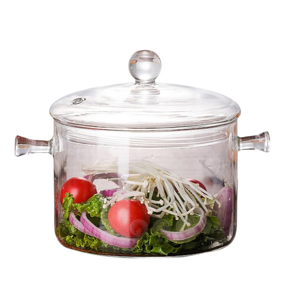 1500ml Creative Soup Pot Transparent Glass Cooker Salad