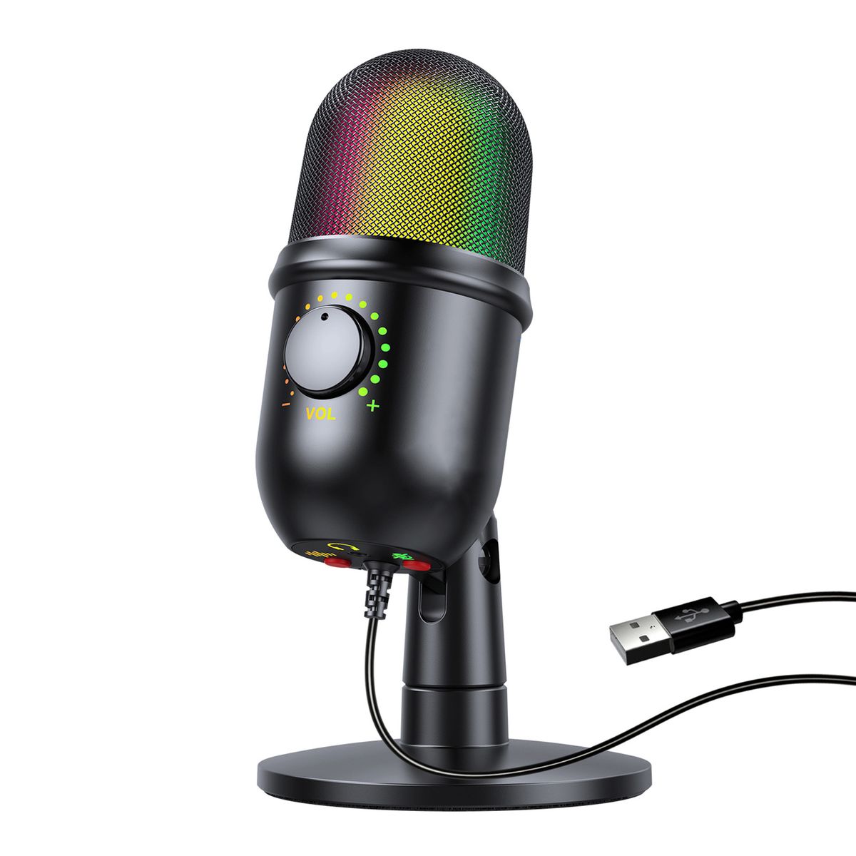 RGB Condenser Microphone Cardioid USB Mic With Colorful