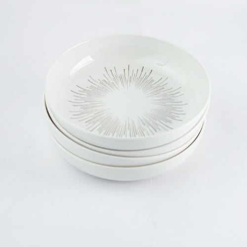 Silver Sunburst Pasta Bowls  - 4pc