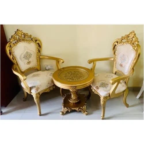 Coffee Table With 2 Chairs - Gold