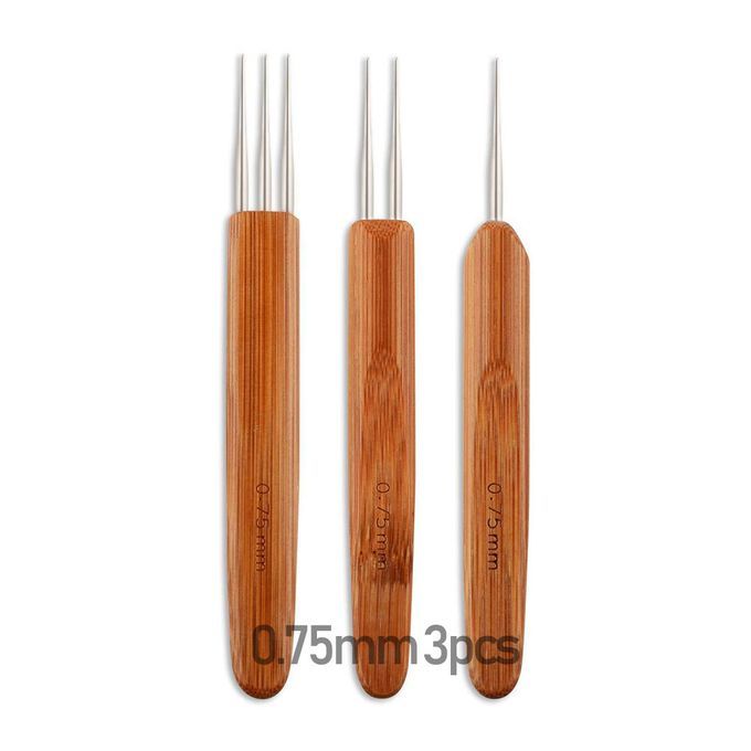 3Pcs/ Crochet Hook Set Dreads Loc Crochet Needle Wooden 0.75mm