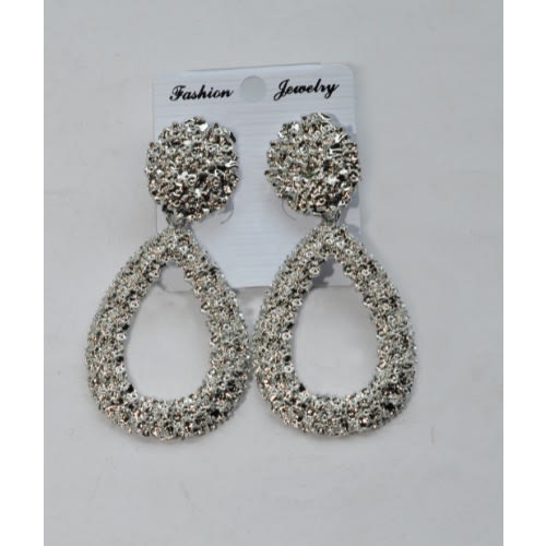 Stylish Round Shaped Silver Earrings With Glitters Er-9450