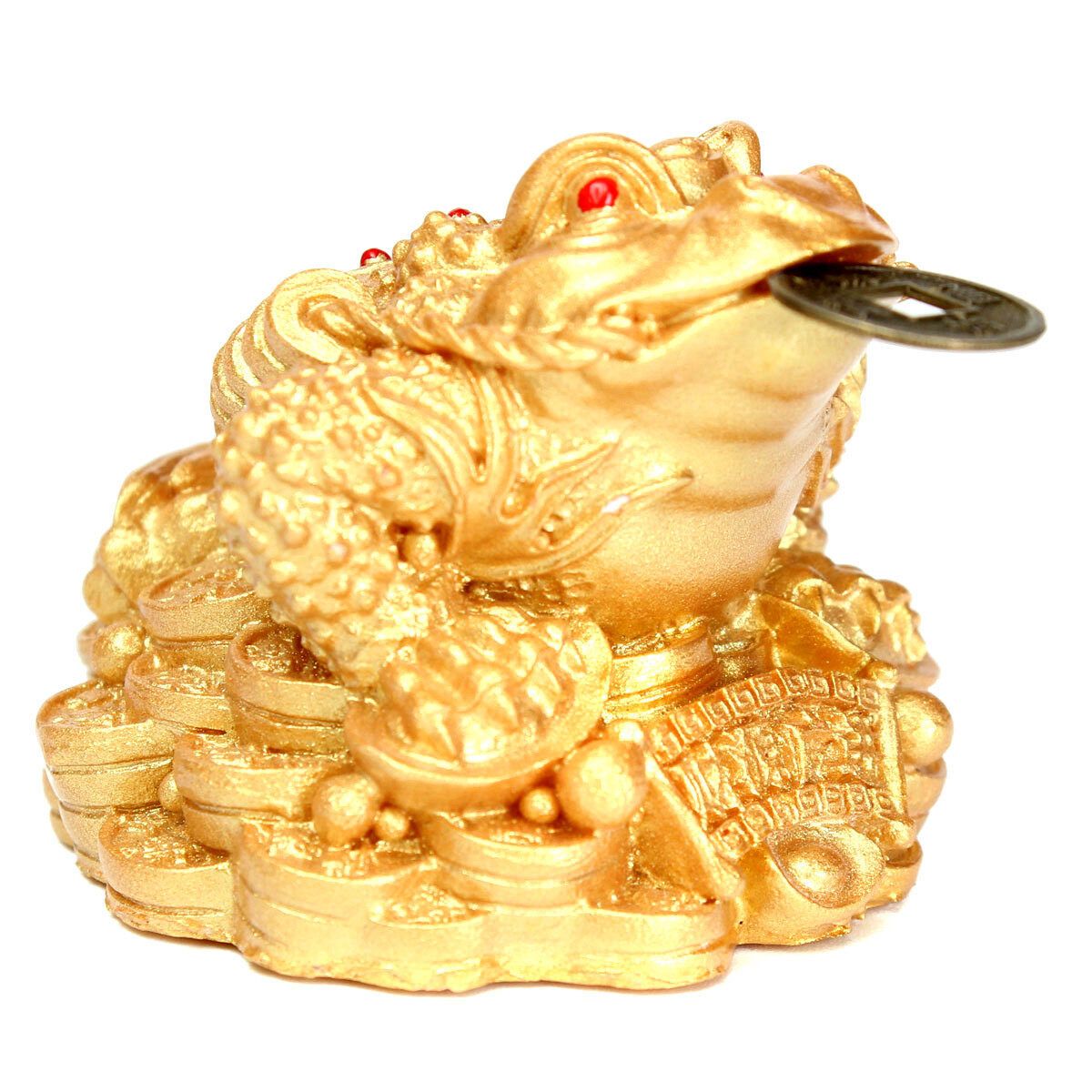 Feng Shui Money LUCKY Fortune Oriental Chinese Ching Frog Toad Coin Home Decor