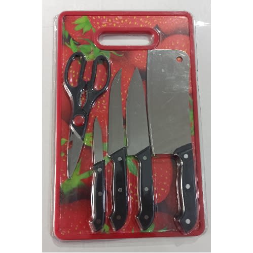 6-piece Knife And Chopping Board Set, Red