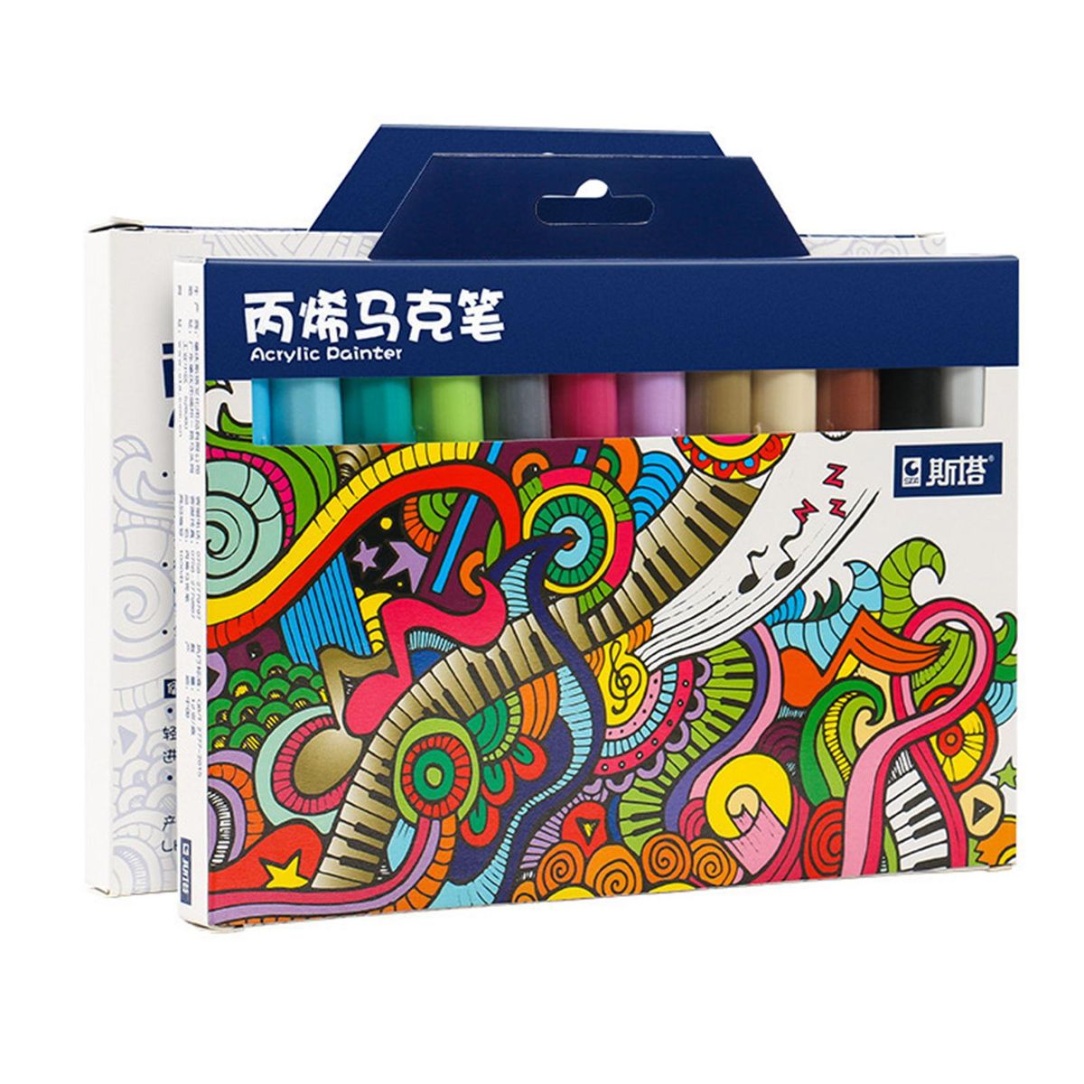 12 Colors Acrylic Paint Metallic Markers Set Water-Based Art Marker 2mm Tip Quick Dry Non Toxic for Rock Painting Black Paper Scrapbooking Craft Ceramic Glass Stone Graffiti Cardstock DIY Photo Album CD Surface