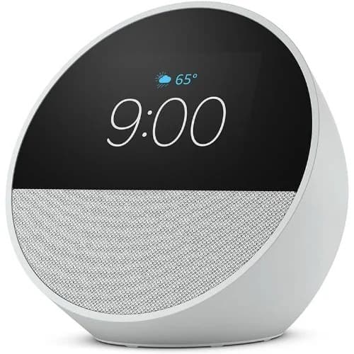 Echo Spot - Smart Alarm Clock + Alexa Glacier White