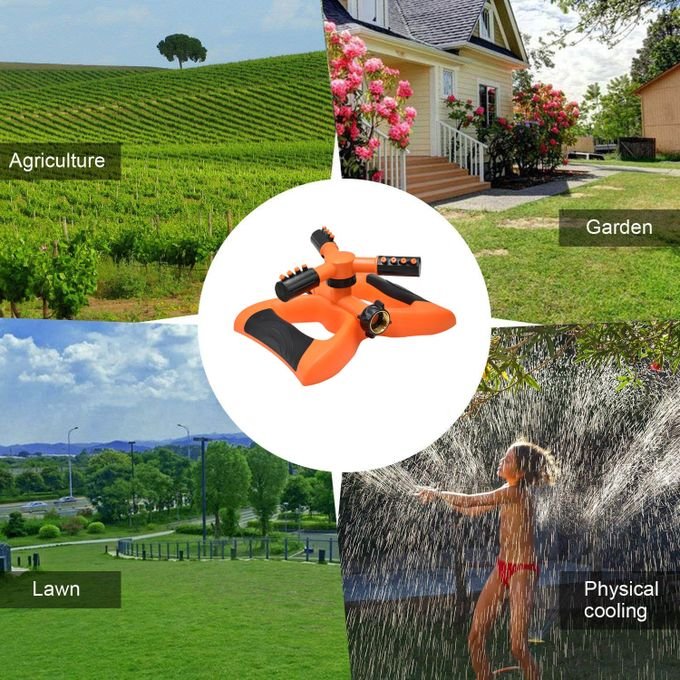 3 Arms Lawn Water Sprinkler 360 Degree Garden Tool For Plant